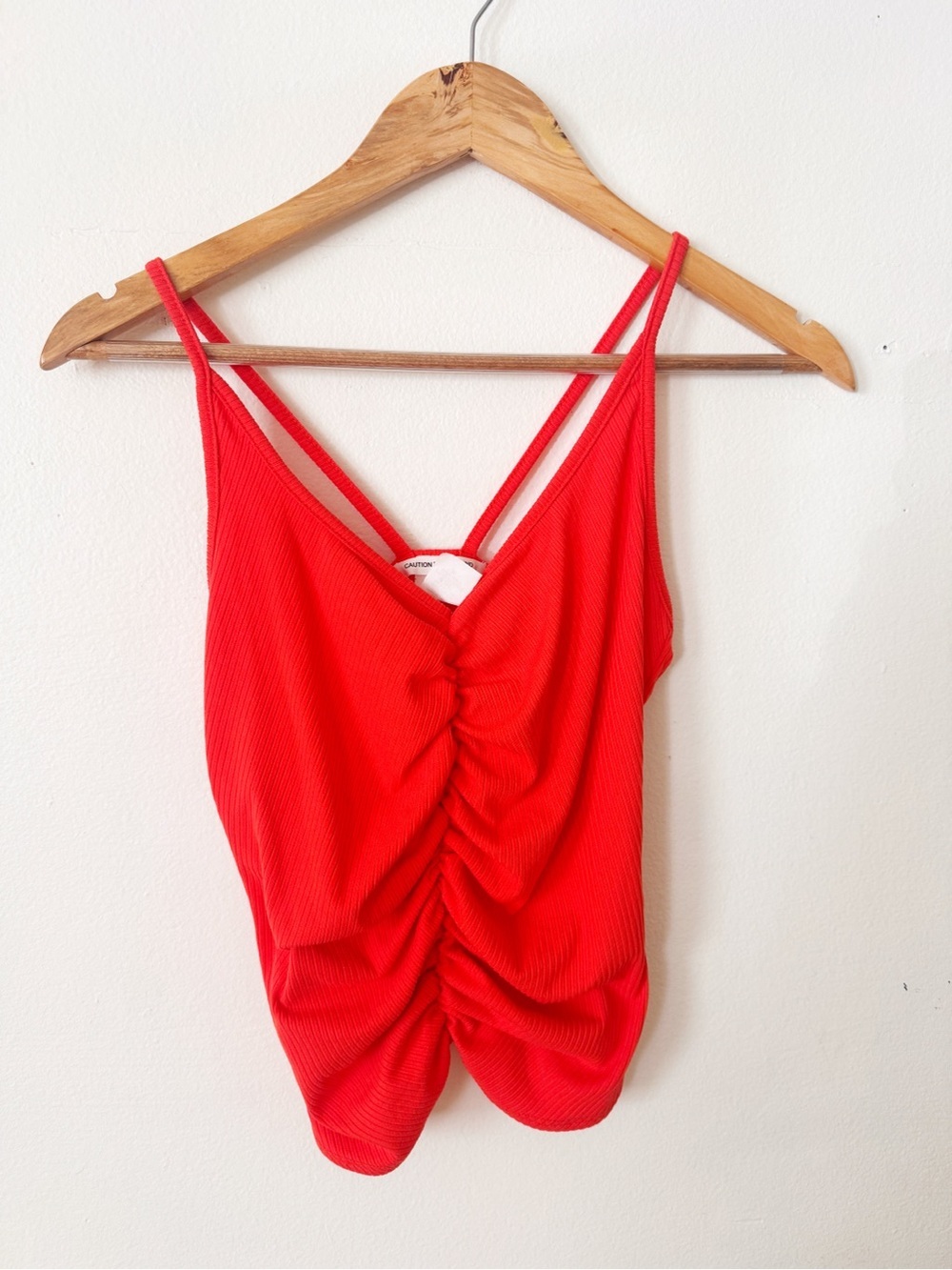 Caution To The Wind Red Ruched V-Neck Camisole medium